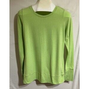 xersion long sleeve workout shirt neon Green with thumb holes outdoor Sports O